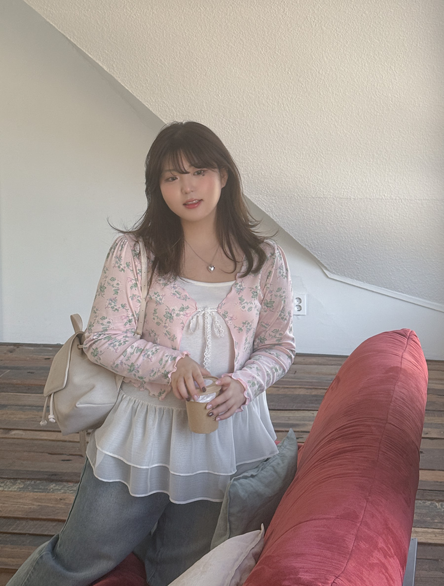 [EVELLET]絲絨花波蝴蝶結開