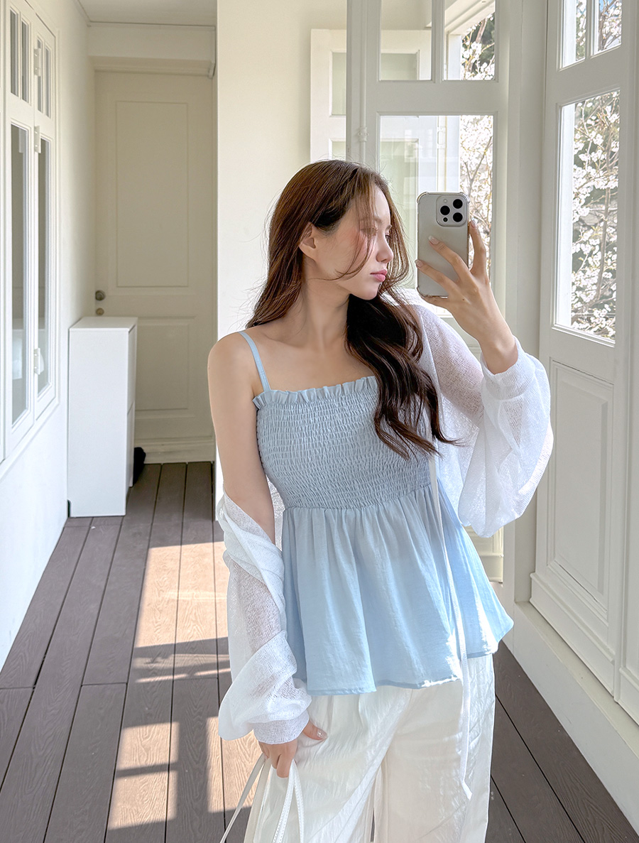 [EVELLET] 褶襉亞麻女士煙燻胸衣