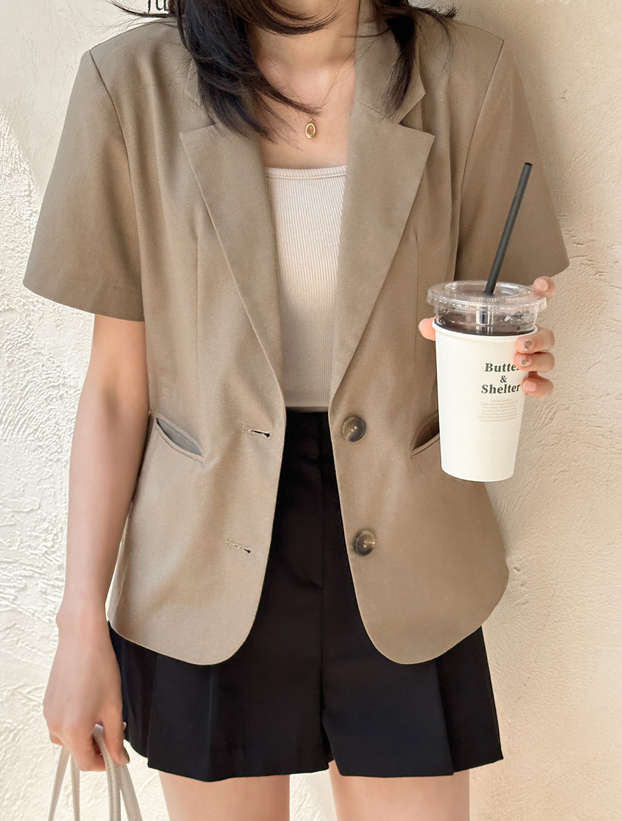 [EVELLET] Jedas 亞麻短袖單夾克