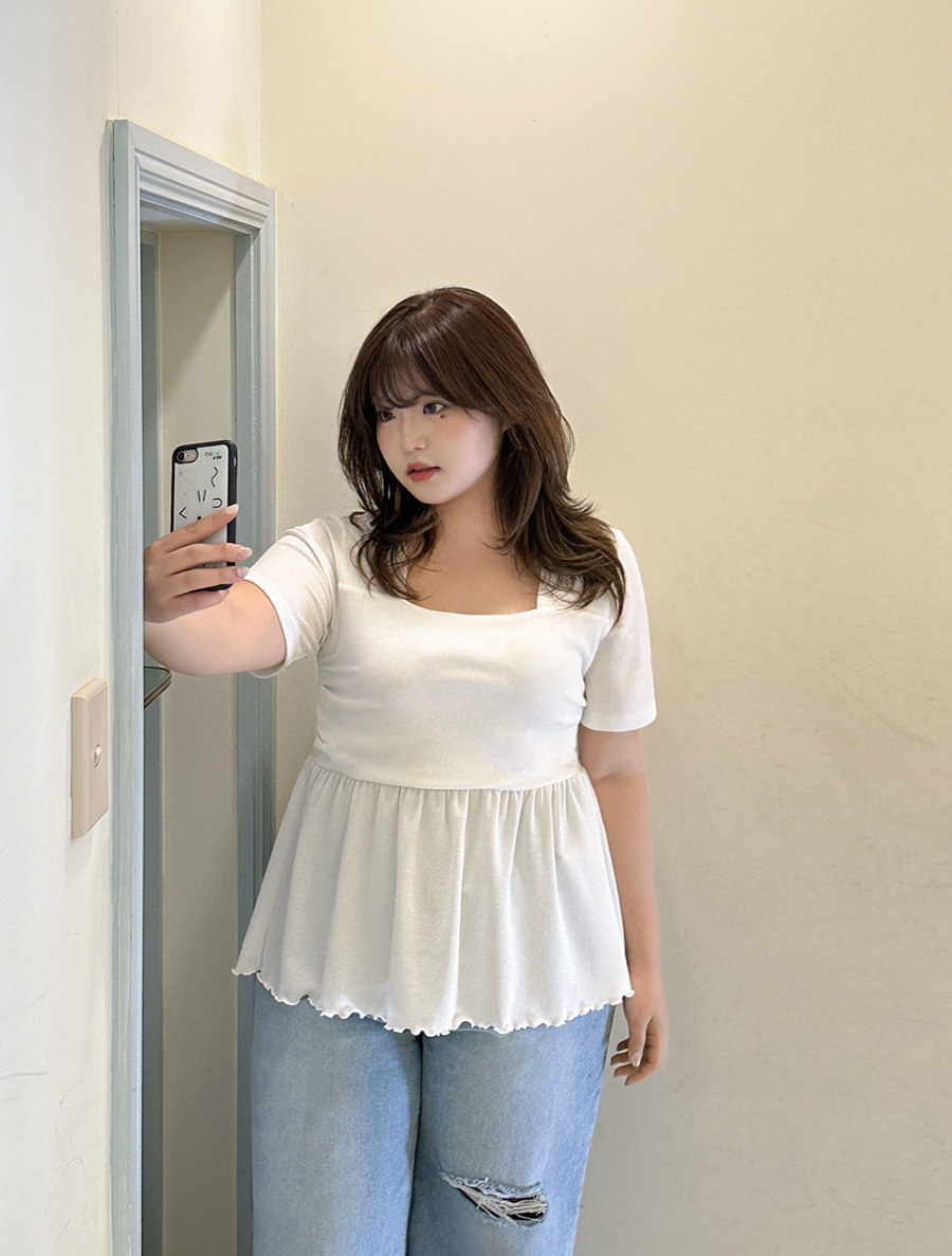 [EVELLET] Mione 褶皺方領T卹