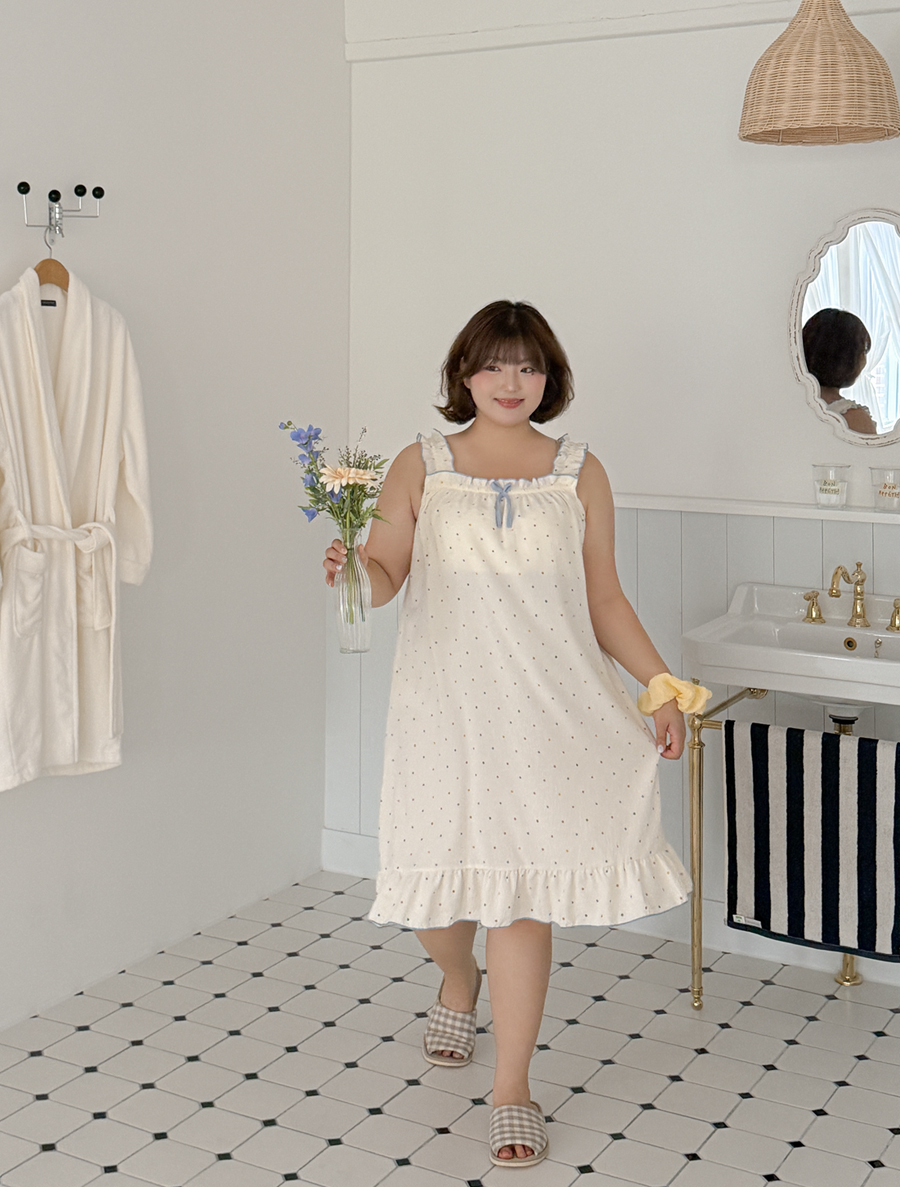 捲邊荷葉邊連身睡衣