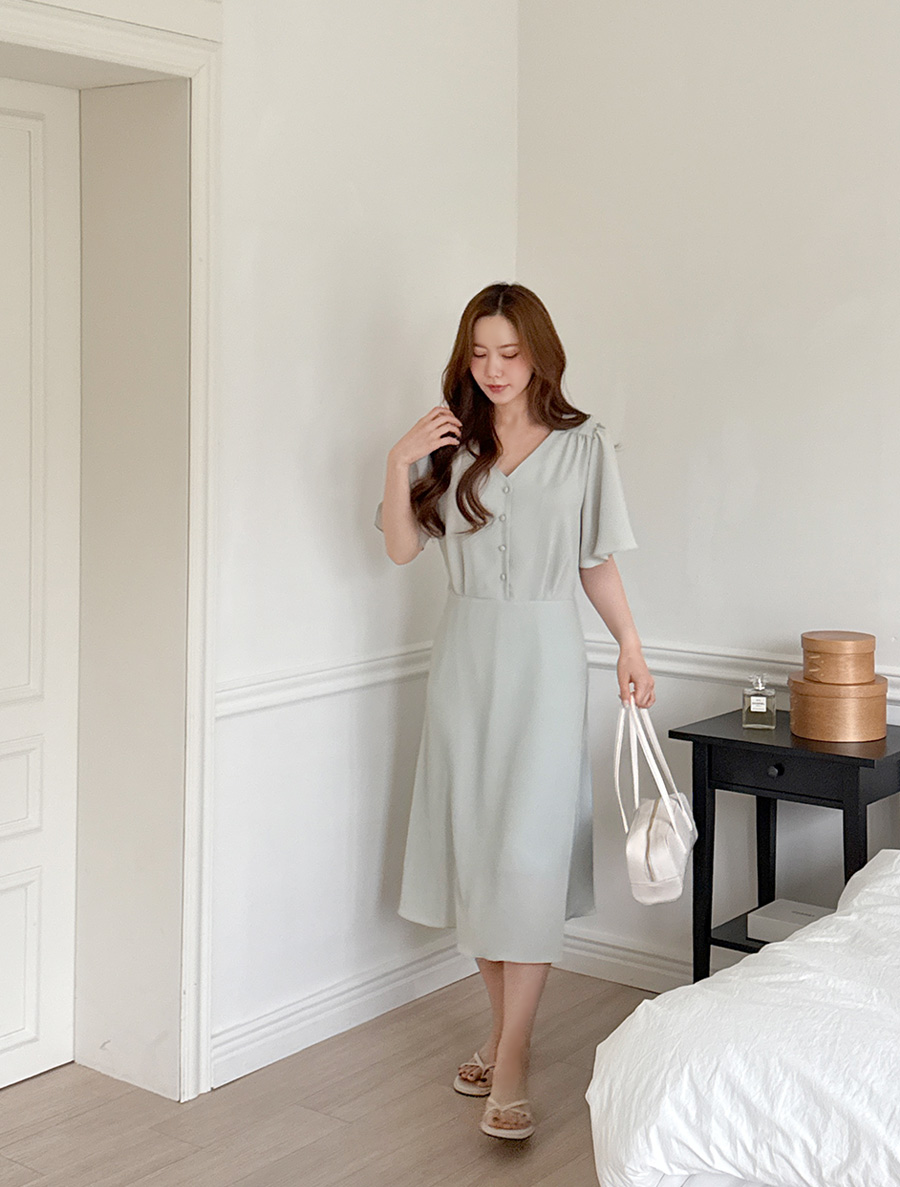 Luek V領抽褶西式