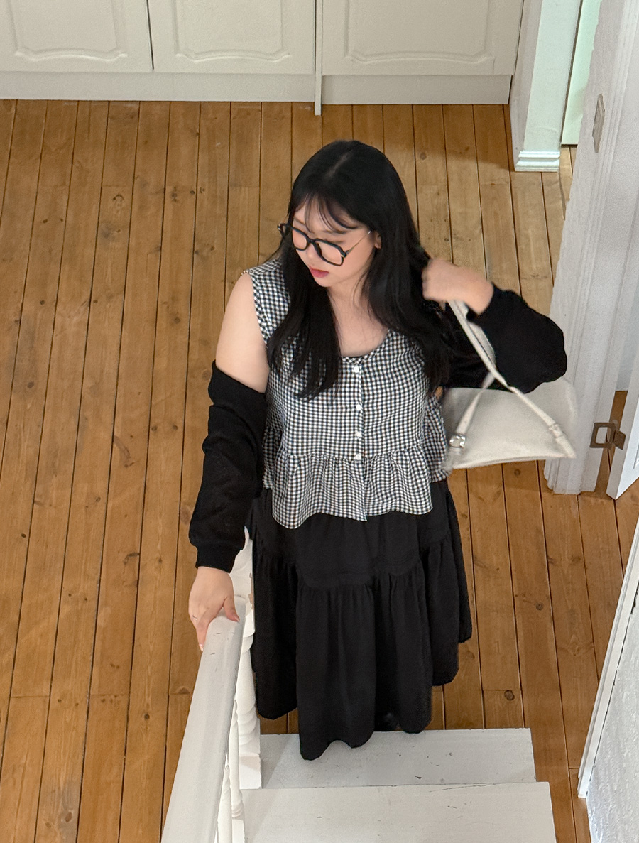 Pnahen 格紋褶飾緊身胸衣