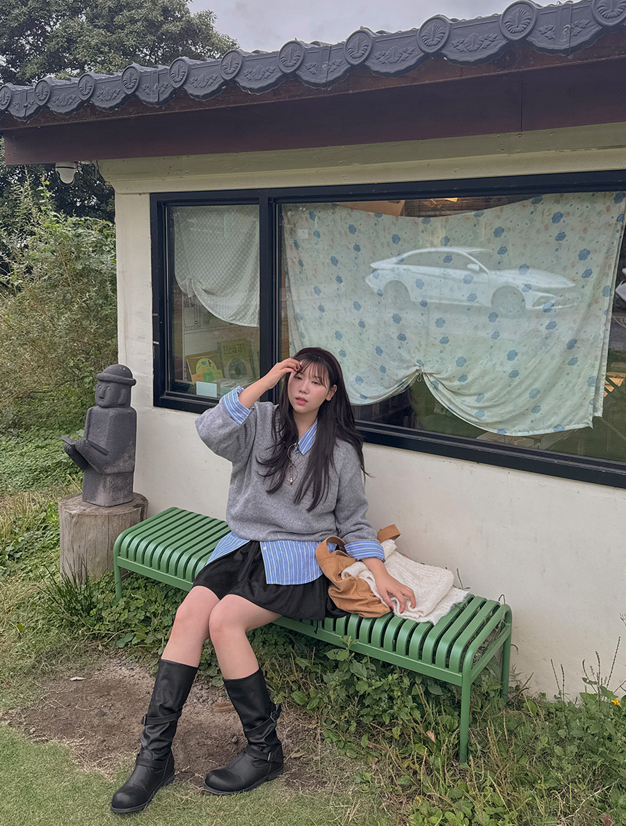 Edent V領純色布料