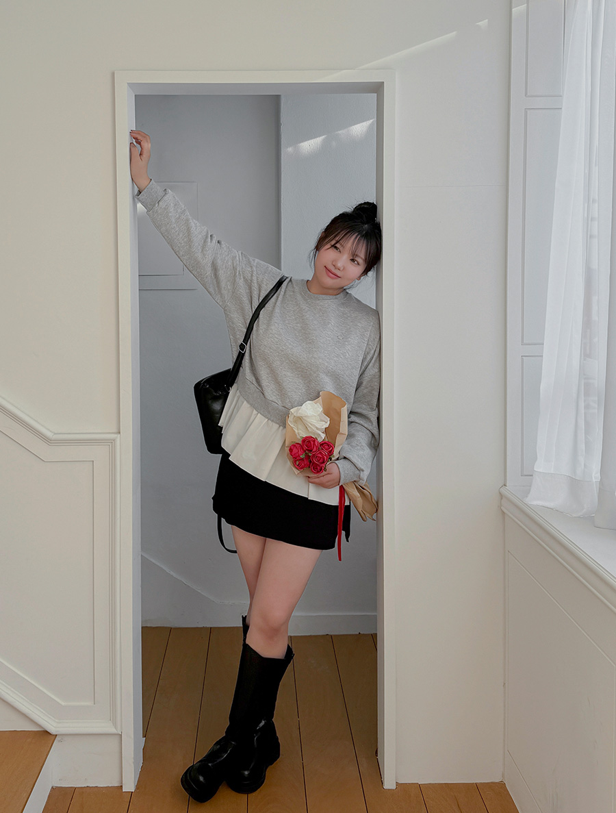 [EVELLET] Romeo's Layered Color Blocking Overcoat Man to Man