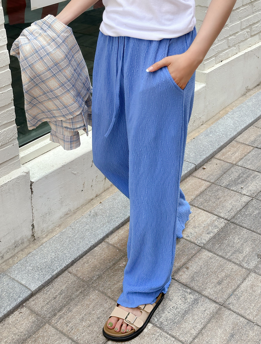 [EVELLET]Temien 白色腰頭寬褲