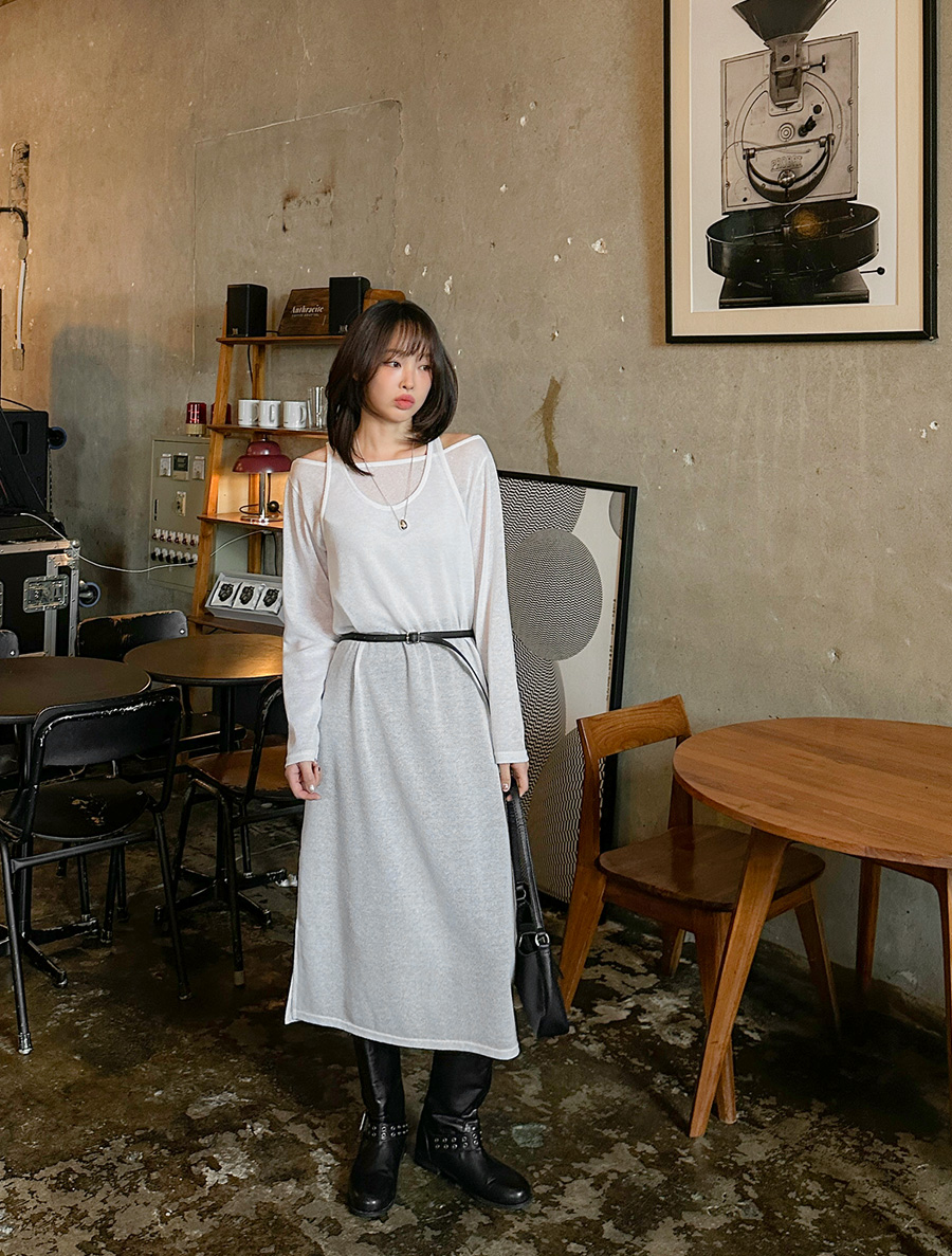 [EVELLET] Peruon 針織 T 卹 緊身胸衣 連身裙套裝