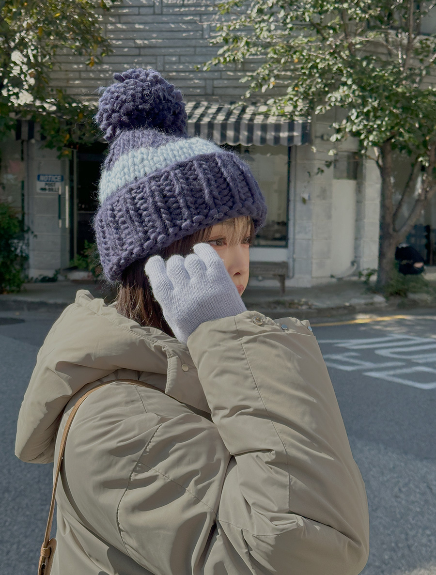 猶他羊皮撞擊珍珠刺繡針織帽